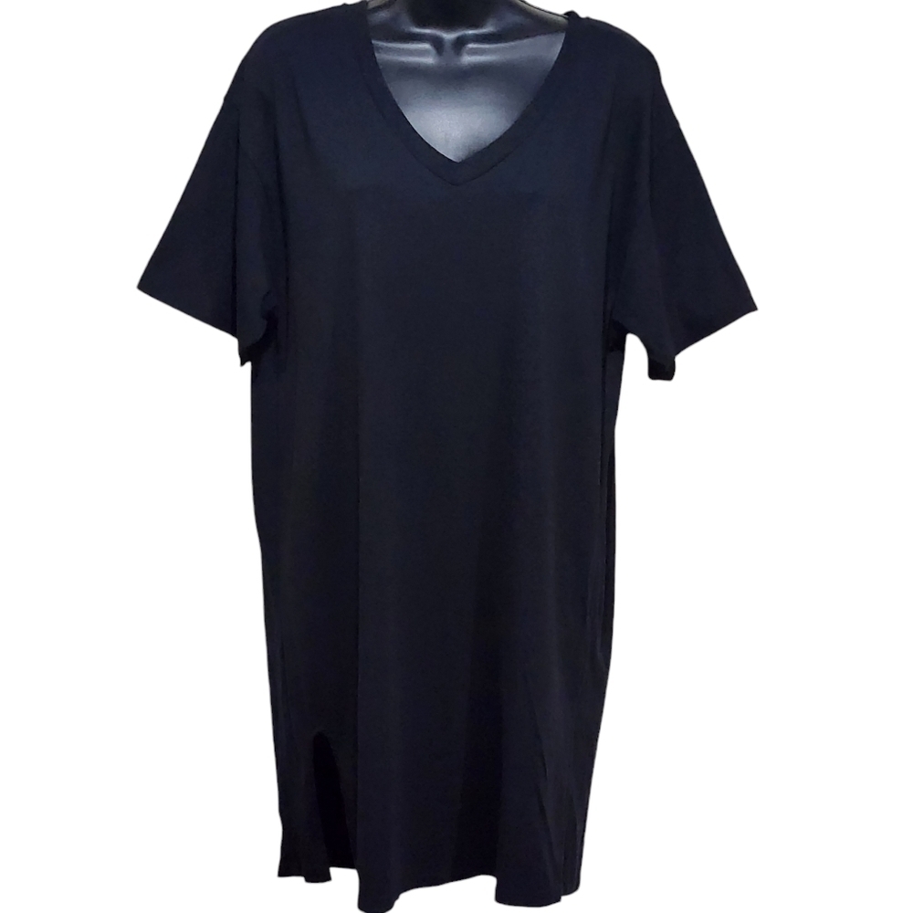 Fashion Nova Women's Black V Neck Casual Oversized T-Shirt Dress Size Large